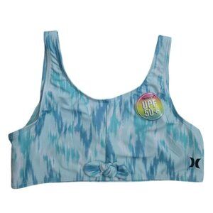 Hurley Girls UPF 50+ Blue & White Tie-Dye Swim Top Size LGG (12-13 YRS) With Fro